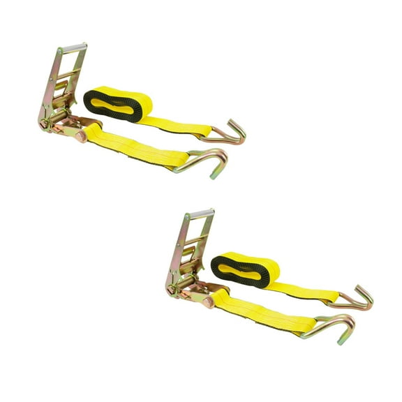 (2 Pack) Ratchet Tie-Down Straps with Wire Hook, 3" x 30' Yellow Ratchet Strap | 15,000 Lbs Breaking Strength | Heavy Duty TieDown Ratchet Straps for flatbed, Truck, Trailers Pickup