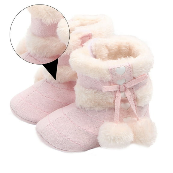 LOLIPPYY 1 Pair Toddler Slippers Cotton Pink Warm Shoes for Winter Infants