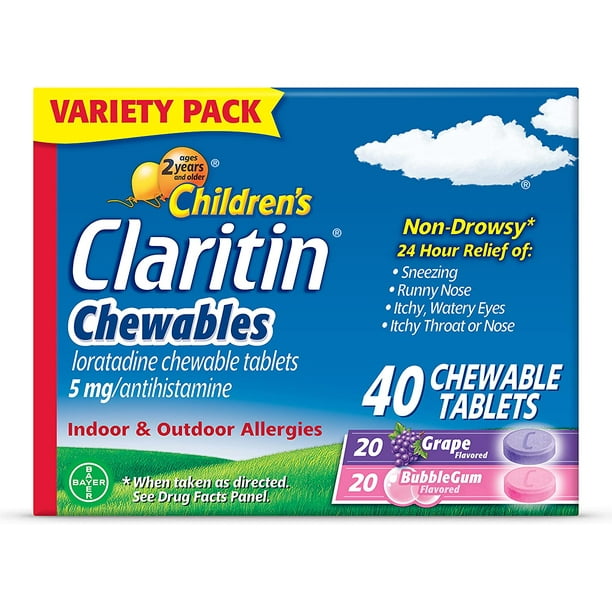 Children’s Claritin Chewables, 24Hour Nondrowsy Kids Allergy Relief