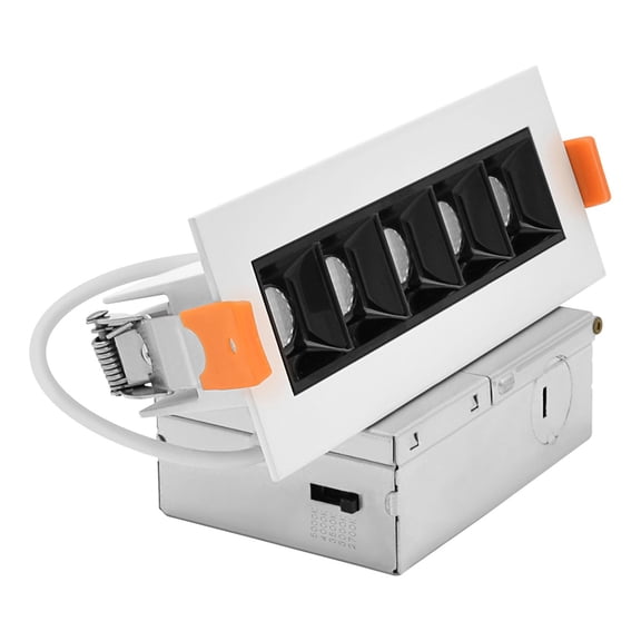 LUXRITE 5-Head Canless LED Recessed Linear Downlight, Multilight, 5CCT, CRI90, 11W, 600LM, 45 Beam, 120V, Dimmable, ETL