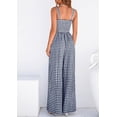 thumbnail image 5 of PRETTYGARDEN One Piece Jumpsuits for Women Summer Sleeveless Smocked Gingham Wide Leg Date Night Rompers Spring Outfits, 5 of 10