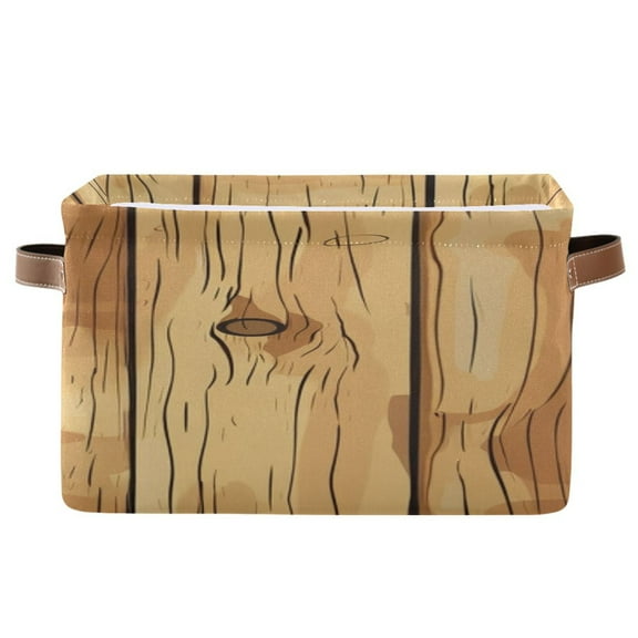 Wooden Board Hand Painted Square Storage Bins with Handles Collapsible Containing Box 1 Pack