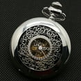 thumbnail image 6 of Eosunjian Retro Unisex Hollow Flower Round Dial Hand Winding Chain Mechanical Pocket Watch Silver, 6 of 13