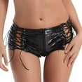thumbnail image 4 of Women Sexy Leather Boxer, Sexy Zipper Open Crotch, Shiny Latex Underwear Crotchless, 4 of 6
