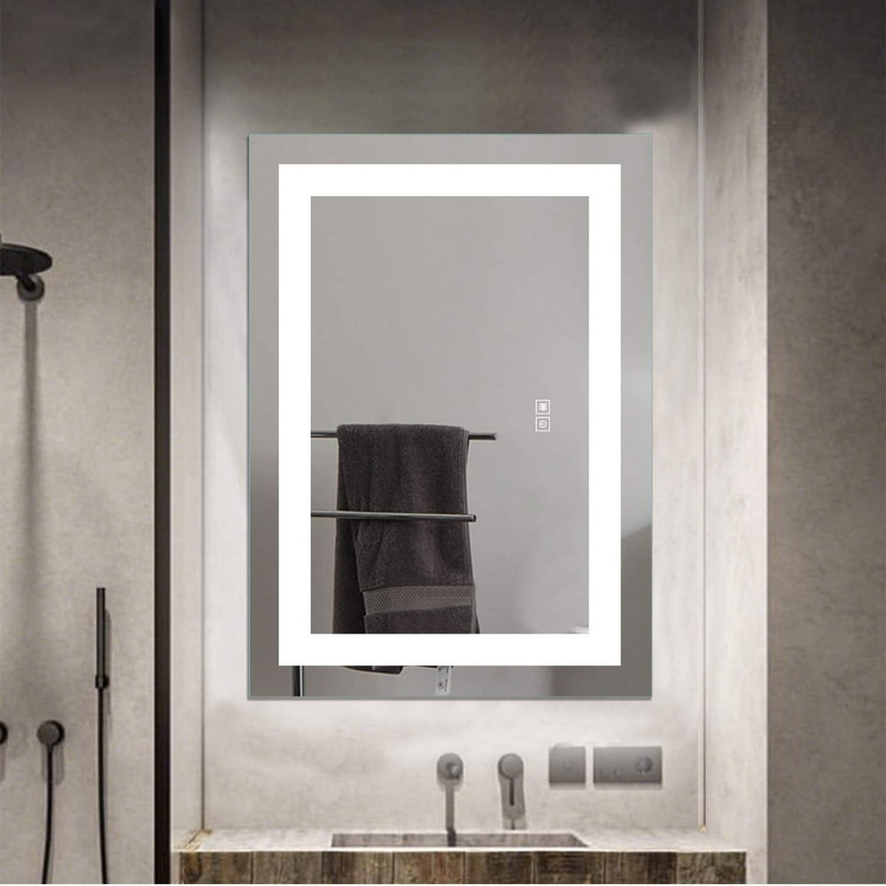 Anti Fog Wall Mounted Led Mirrors Horizontalvertical Lighted Bathroom Mirror With Dimming Touch 