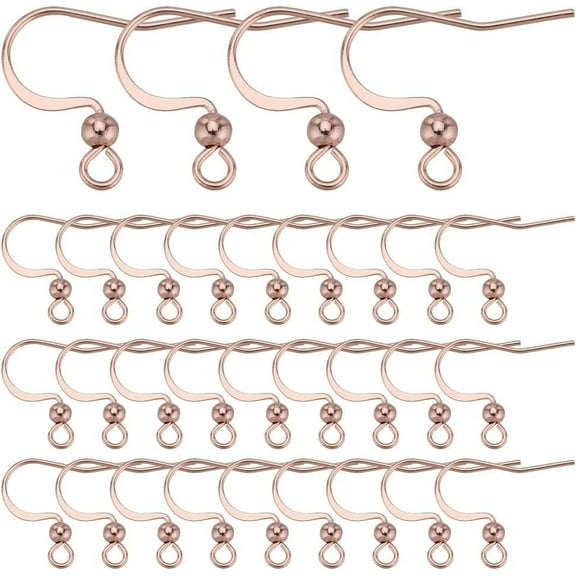 1Box 100Pcs Stainless Steel Earring Hooks Rose Gold Fish Hook Ear Wires Hypoallergenic Earring Findings Bulk French Hook Earring Wires with Openable Loops for Jewelry Making DIY Supplies