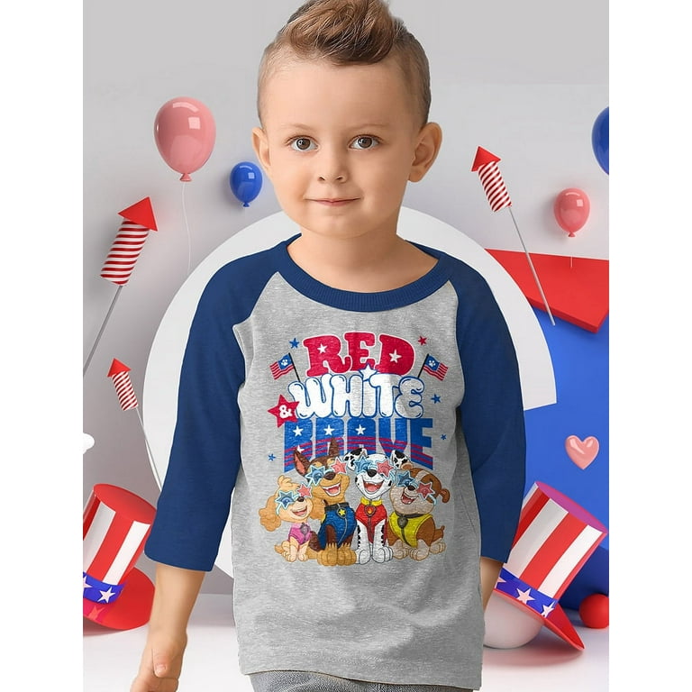 Paw Patrol 4th of July Celebration Outfit USA Flag Patriotic Toddler Kids T Shirt Perfect for Boys and Girls Celebratory Fourth of July Clothing