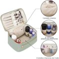 thumbnail image 3 of Bolsa De Cosméticos De Viaje De Gran Capacidad, Bolsa De Cosméticos Portátil De Cuero Resistente Al Agua, Neceser Multifuncional Para Mujer Con Asa. (blanquecino), 3 of 7