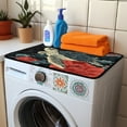 thumbnail image 3 of ZIATUBLES Turtle Flower Washing Machine Dustproof Top Cover Water Resisitant Washer Dryer Protector Top Protector Mat Versatile Home Laundry Room Kitchen Decor Accessories, 24 x 19.7 Inch, 3 of 7