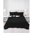 thumbnail image 3 of Quilts Twin Size, Black Soft Comforter Bedding Set for Bed, Farmhouse Solid Black Color Modern Art Lightweight Quilted Bedspread with Pillow Cover(2 Pieces) for All Season, 68x86 Inch, 3 of 6
