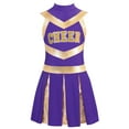 thumbnail image 3 of TSSOE Cheer Leader Costumes for Girls Sleeveless Cheer Letter Print Uniform Dance Dress for Party Clothes Purple 14, 3 of 5