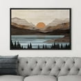 thumbnail image 3 of PixonSign Framed Canvas Print Wall Art Mountain Range Lake Trees Nature Wilderness Woodblock Illustrations Decorative Multicolor Landscape Wood Panels Country/Farmhouse - 24"x36" Black, 3 of 5
