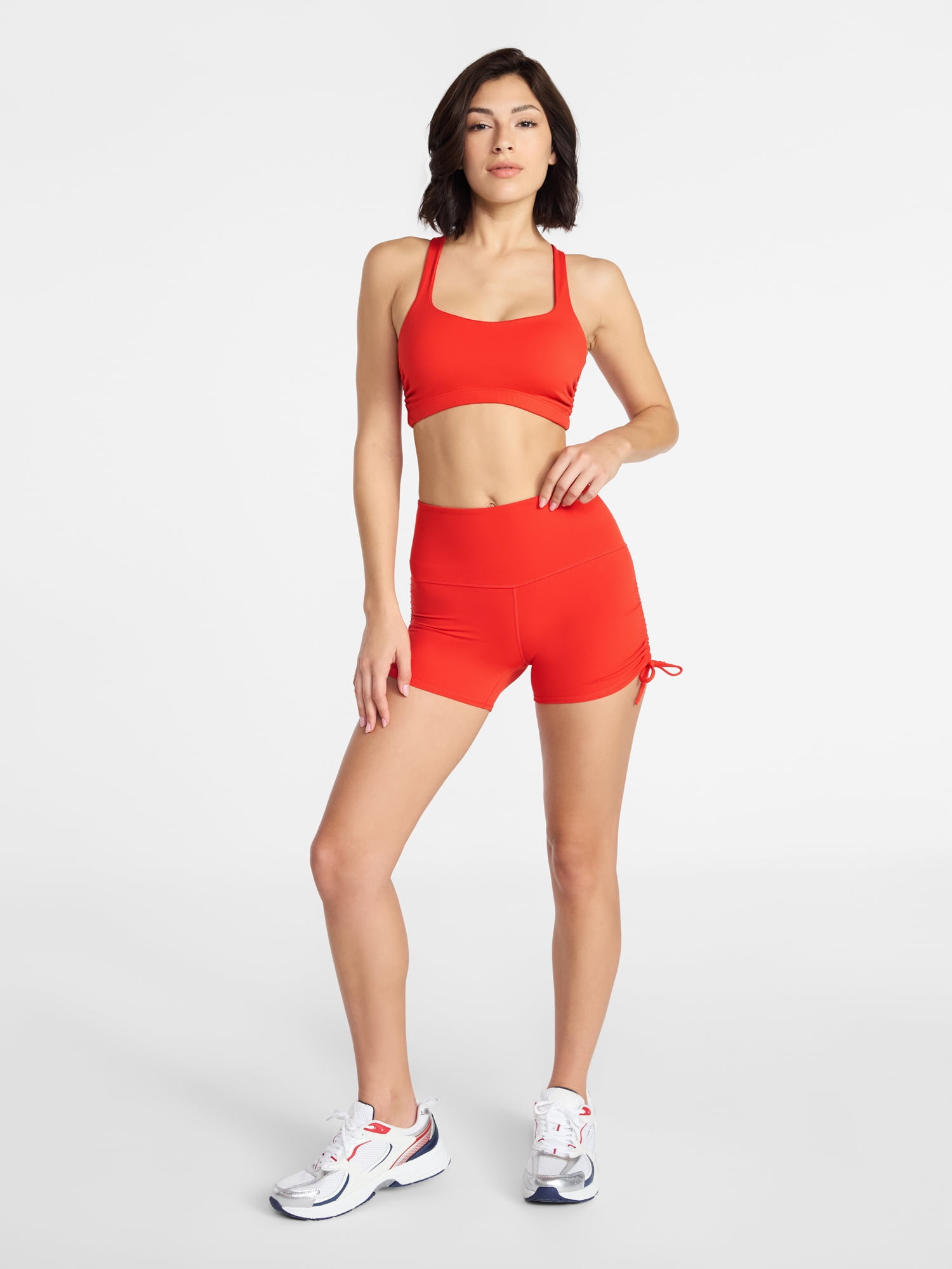 Avia Women's Side Ruched Bike Shorts, 4" Inseam, Sizes XS-XXXL