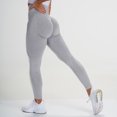 thumbnail image 2 of QLEICOM Womens Yoga Pants Capri Leggings Pure Color Hip-lifting Sports Fitness Yoga Leggings Running High-waist Workout Leggings Athletic Pants Tummy Control Leggings Gray M, 2 of 3