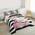 thumbnail image 3 of Erosebridal Girls Bags Perfume Bedding Queen Comforter Set,Chic Books Floral Down Comforter,White Geometry Lines Bedding Sets Queen with Comforter,Microfiber Bedroom Decorative Reversible,3 Pieces, 3 of 7