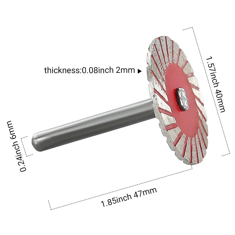 ABCISI 5-Piece 6mm Diamond Cutting Wheel Set,  Suitable for Rotary Tools - Mini Saw Blades with Mandrels for Dremel, Wood Carving, Jewelry Making & Precision Grinding