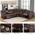 thumbnail image 5 of Hybition Faux Leather Living Room Set Modern Reclining Sectional Sofa Set- Brown, 5 of 9