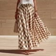 thumbnail image 2 of Maxi Skirts for Women Elastic Waist A Line Plaid Skirts Summer Casual Pleated Gingham Flowy Long Skirts, 2XL, 2 of 7