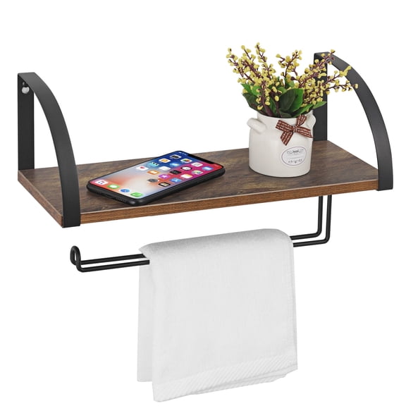 OYEAL Vintage Paper Towel Holder with Shelf, Wall Mounted Toilet Paper Roll Holder, Rustic Brown Tissue Rack for Kitchen & Toilet, Bathroom