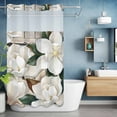 thumbnail image 2 of White Floral No Hook Shower Curtain with Snap in Liner Spring White Magnolia Vintage Plants Farmhouse Waterproof Bathroom Shower Curtain with See Through Top Window for Bathtub 36" x 72", 2 of 9
