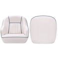 thumbnail image 3 of Folding Backrest Captain Bucket Pontoon Boat Seat, Comfort Cushioned Cabin Chair for Marine Vessel Interior Decoration, White Blue, 3 of 7