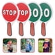 thumbnail image 2 of Juego de 2 señales de stop y go, de mano, de doble cara, rojas y verdes, de PVC, impermeables, para la enseñanza de la seguridad vial, 2 of 7