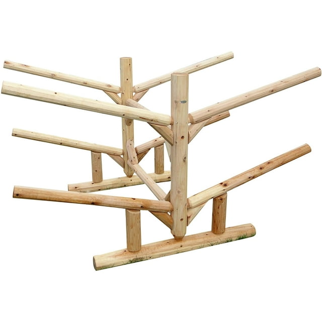 4-place Log Kayak Rack Unfinished
