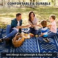 thumbnail image 3 of SIXHOME Outdoor Rug 5'x8' Waterproof Patio Rug Reversible Indoor Outdoor Rug Lightweight Plastic Straw Rug for RV Camping Deck Balcony Boho Porch Decor Blue and White, 3 of 9
