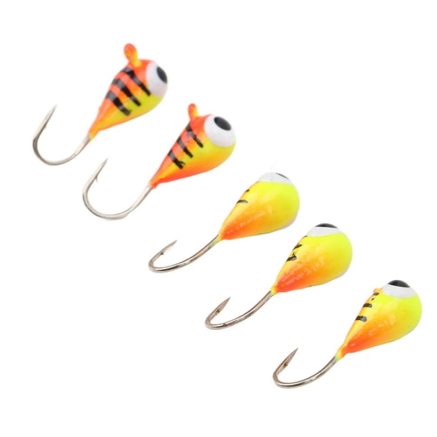 5 Pcs Winter Ice Fishing Jigs Kit for Bass Perch Crappie Micro Ice Fishing  Hooks Lures 4MM 