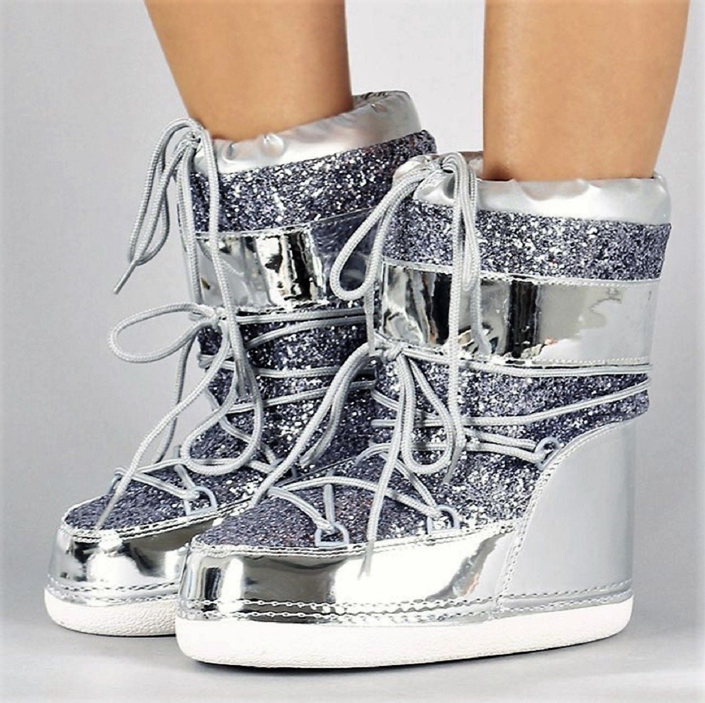 Cape Robbin MB11 Women Ankle High Ski Snow Winter Lace Up Glitter