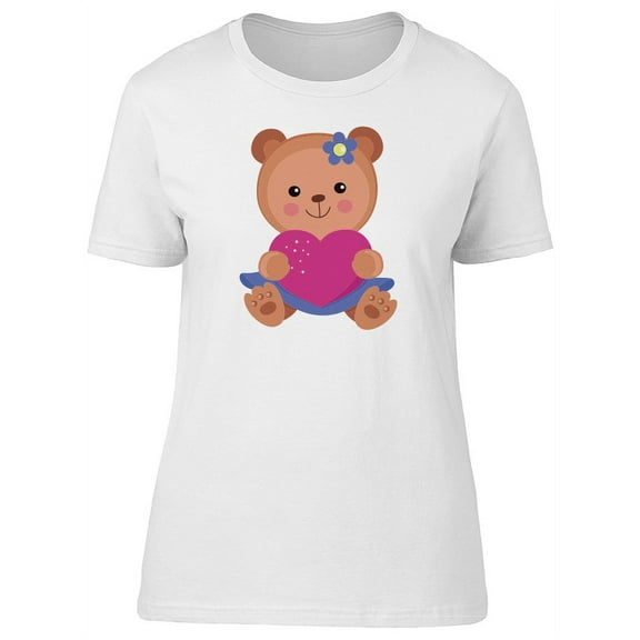 Adorable Teddy Bear With Heart T-Shirt Women -Image by Shutterstock, Female Large