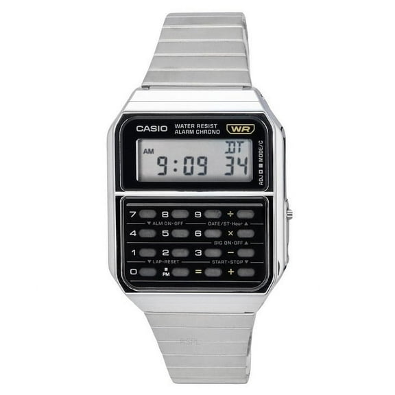 Casio Vintage Digital Calculator Stainless Steel Quartz CA-500WE-1A Men's Watch