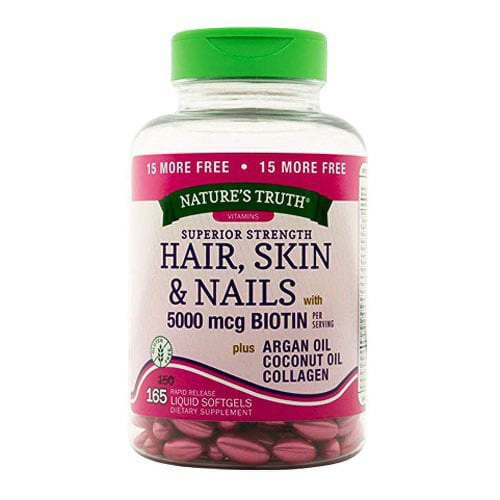 Nature's Truth Hair Skin & Nails Lactose Free Biotin 500mcg, 165ct, 2-Pack