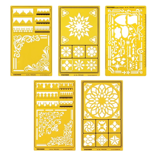 Traceease Floral Mandala Pattern Drawing Templates For Scrapbooking Designing Craft DIY Art Supplies, 5 Pieces