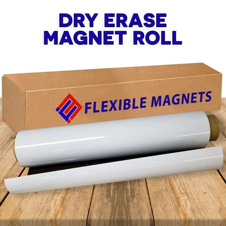 Dry Erase Magnetic Roll, Glossy White Write On/Wipe Off Magnet, 24 inches by Flexible Magnets(2 FT X 25