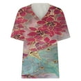 thumbnail image 5 of Fesfesfes Women Plus Size Workout Clothing Women's Fashion Casual Plus Size Scenic Flowers Printing V-Neck T-Shirt Tops Womens Tops S(US:4), 5 of 6