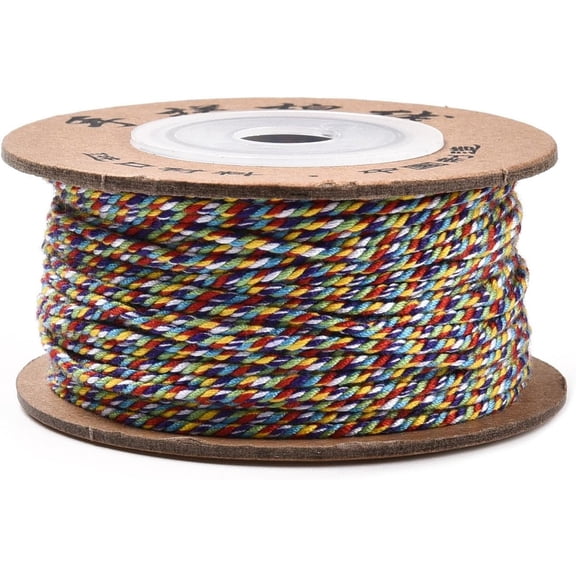 Cotton Cord Rope with Paper Reel for Wall Hanging Crafts Gift Wrapping Colorful 1.2mm about 27.34 Yards(25m)/Roll