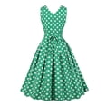 thumbnail image 4 of EQWLJWE Robe Longue pour Femmes Femme Mode Unie Sans Manches à Col Rabattu à Pois Robe Mi-Longue, 4 of 9