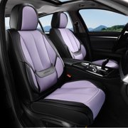 Coverado Black&Purple Car Seat Covers Full Set, Waterproof Premium Leather Front and Back Seat Protectors, Luxury Auto Interior Accessories, Universal Fit Most Cars Sedan SUVs Pick-up Trucks
