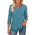 thumbnail image 3 of Ronuti 3/4 Length Sleeve Womens Tops Dressy Casual Blouses for Women 2025 Trendy V Neck T Shirts Fall Clothes, 3 of 9