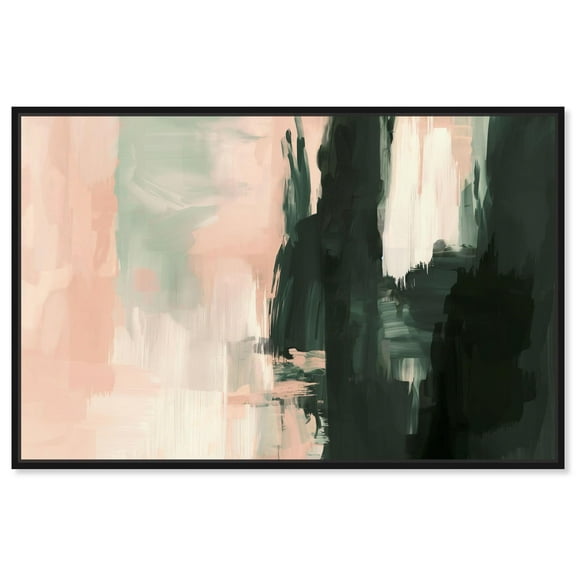 Sage and Silk Canvas Modern Abstract Art by Art Remedy, Black Frame, 15" x 10"