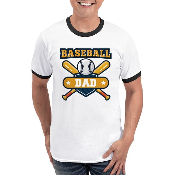 CafePress - Baseball Dad T Shirt - 100% Cotton Ringed T-Shirt