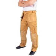 Skylinewears Men cargo pants Workwear Trousers Utility Work Pants with Cordura Knee Reinforcement Khaki W30-L30