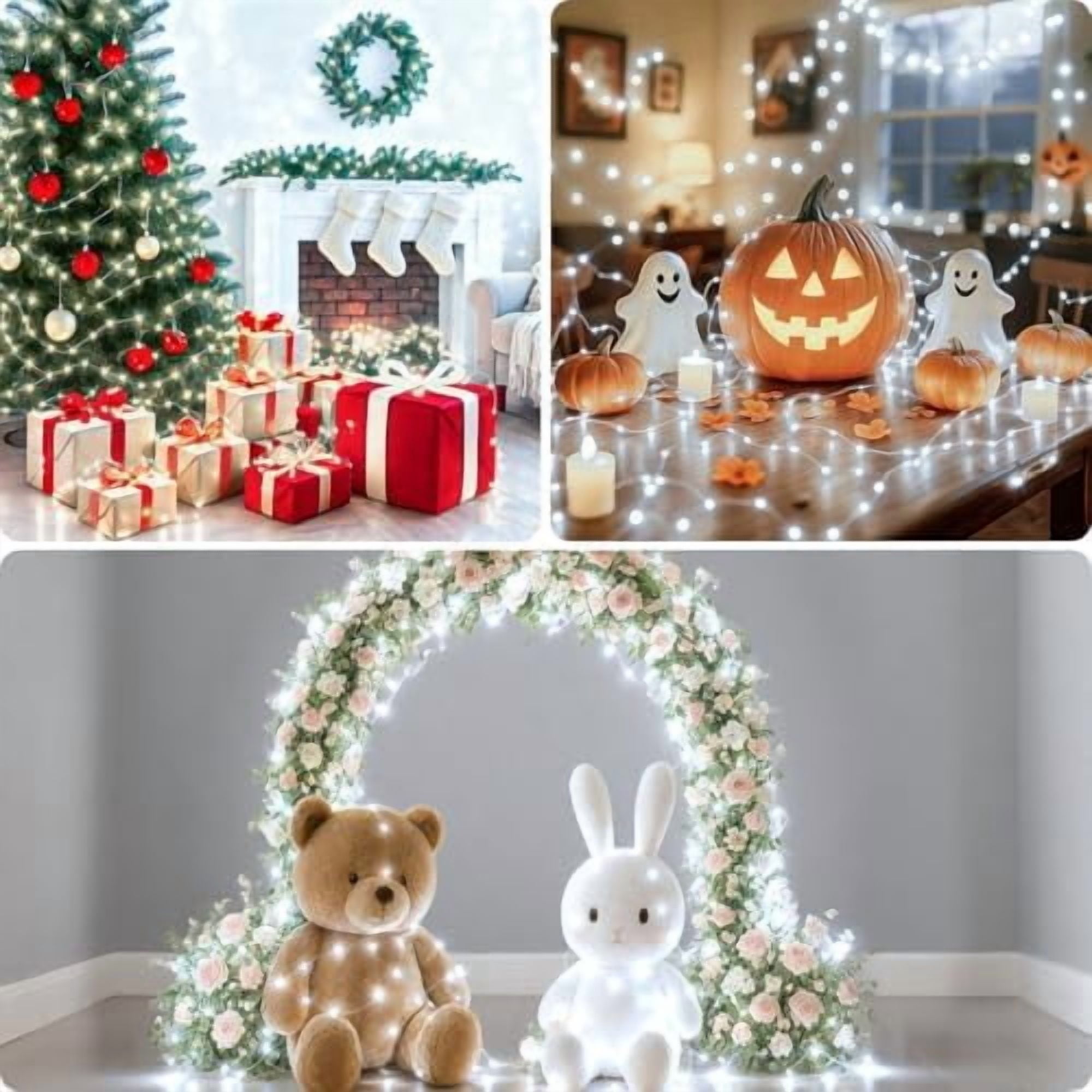 6 Pack Fairy Lights Battery Operated with Timer, 33Ft 100Led Twinkle String Lights Usb-C Powered 8 Modes Dimmable for Indoor Bedroom Centerpiece Wedding Classroom Dorm Christmas Decorations
