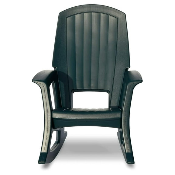 Plastics Rockaway Heavy Duty Polyethylene All Weather Outdoor Rocking Chair with Backrest and Armrests for Porch, Deck and Patio, Green