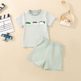 thumbnail image 2 of Zshosam Boy Outfits Newborn Boy's 2 Piece Outfits, Print Shirt and Shorts Casual Clothing Sets for Kids Size 12 18 Months,(Green 12-18 Months), 2 of 9