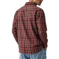 thumbnail image 5 of Button Down Flannel Shirt for Men Long Sleeve Plaid Casual Checkered Top Workwear Out Autumn Winter Soft Breathable Style Red L, 5 of 6