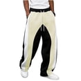 thumbnail image 3 of GERsome Men's Sweatpants Loose Fit Drawstring Waist Wide Leg Color Block Athletic Pants with Pockets, 3 of 6