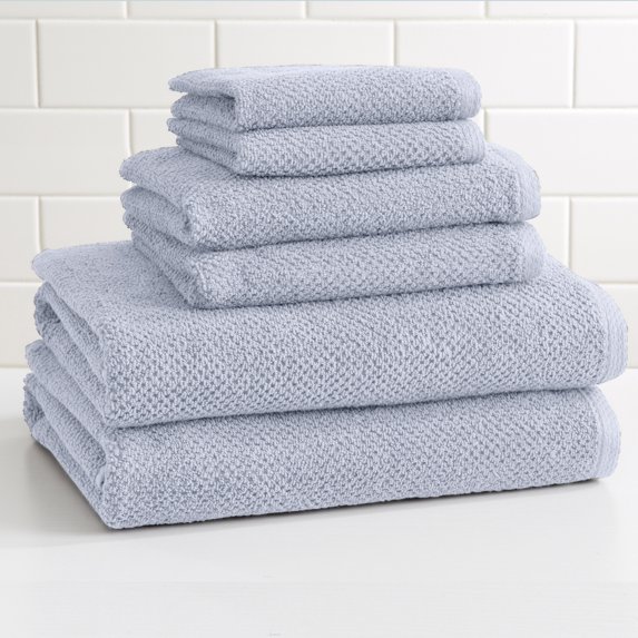 Great Bay Home Cotton Popcorn Textured Quick-Dry Towel Set (6 Piece Set, Periwinkle)