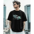 thumbnail image 4 of Men's T-Shirt Blue Green Roadster Short Sleeve Casual Tee Classic Crew Neck T-Shirt for Men, 3XL, 4 of 7